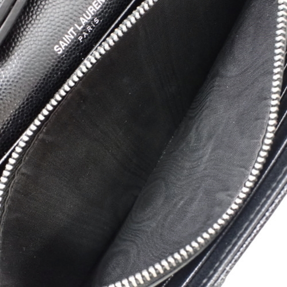 Ysl Saint Laurent Monogram Chain Wallet Mini Bag Clutch Calf Black - Picture 6 of 8